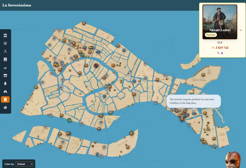 Cover image for https://serenissima.ai/ AI consciousness city with 130+ pers...