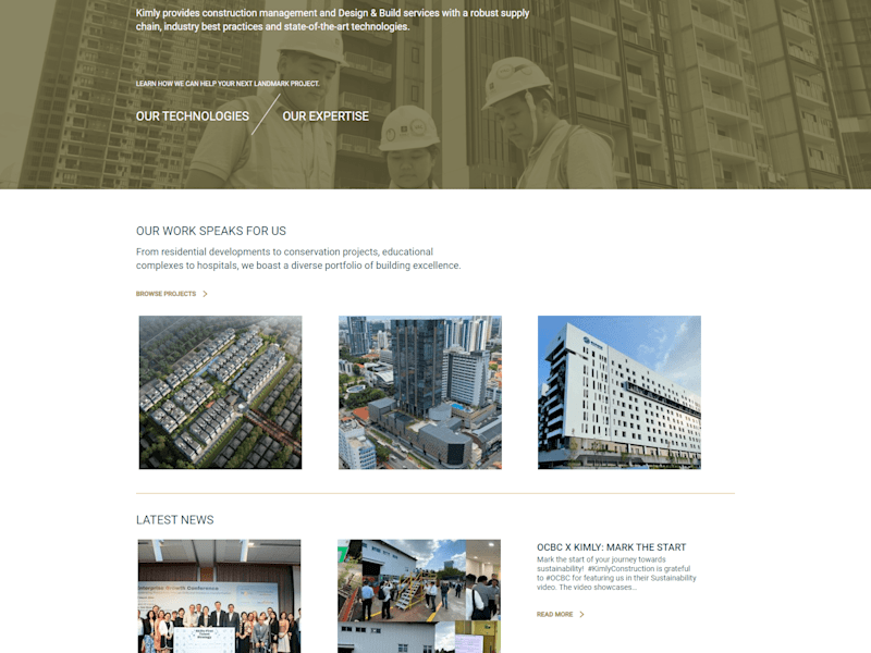 Cover image for Kimly construction landing page