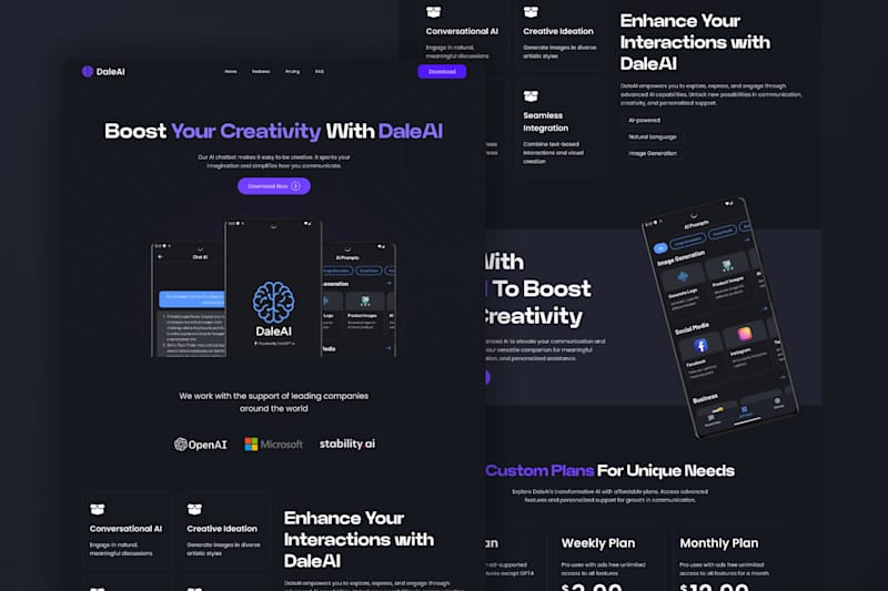 Cover image for UI Design for DaleAI Landing Page