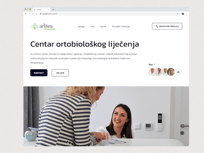 Cover image for Arthra Polyclinic website