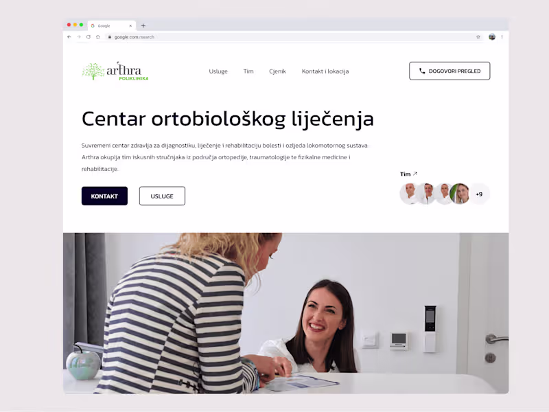 Cover image for Arthra Polyclinic website