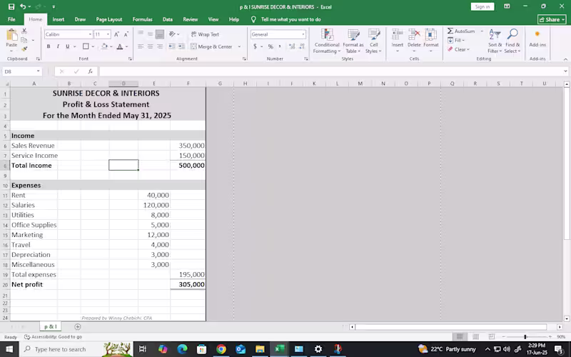Cover image for Profit and loss statement