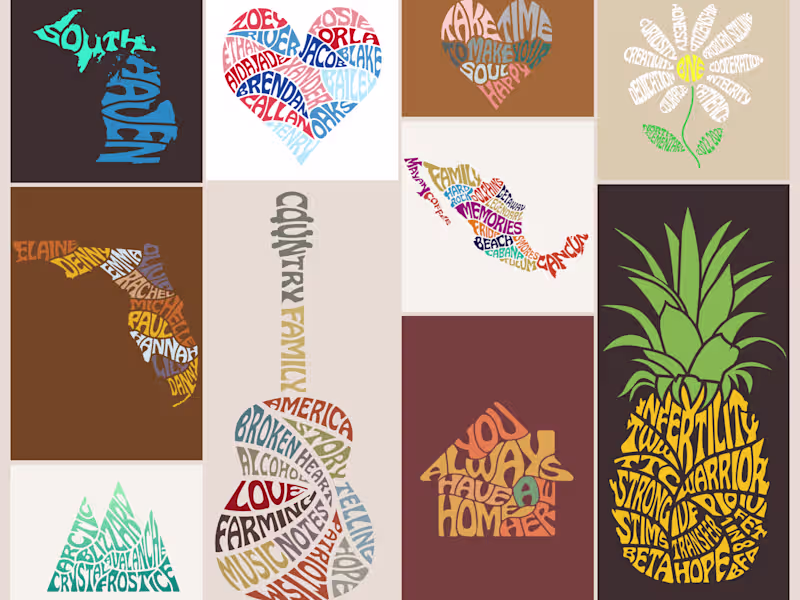 Cover image for Word art design in shape