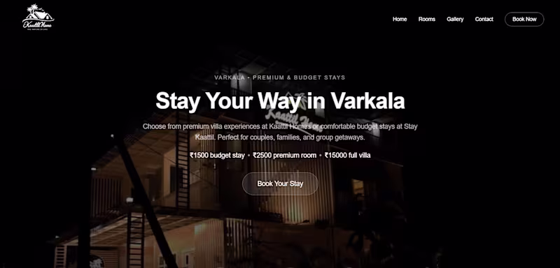 Cover image for Homestay Website with Direct Booking & WhatsApp Enquiry