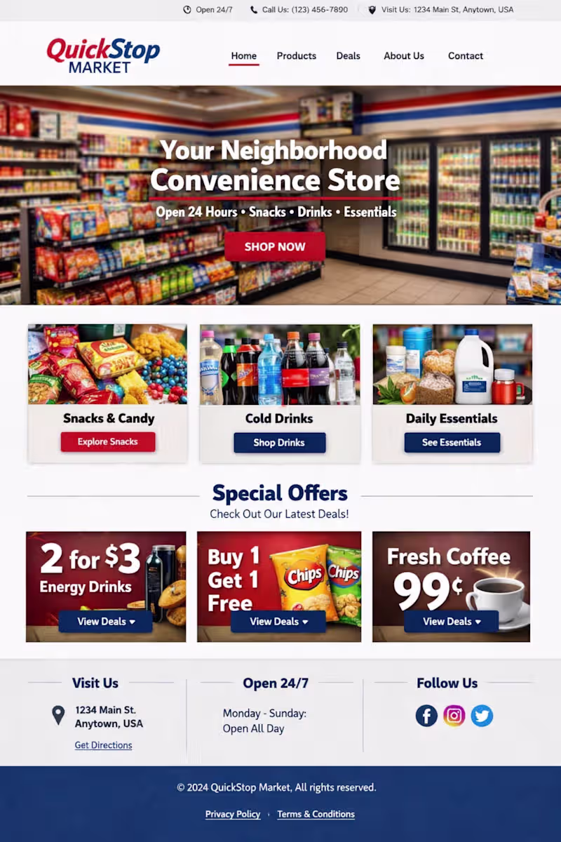 Cover image for Convenience Store Website Concept (Squarespace