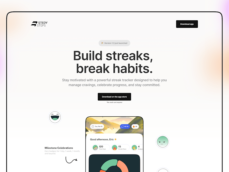 Cover image for Landing page for a habit-tracking app!