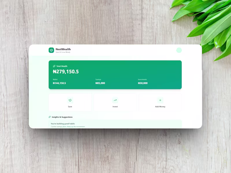 Cover image for NestWealth Personal Finance Dashboard Design