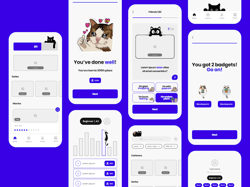 Cover image for Wireframe | English Learning | Mobile App