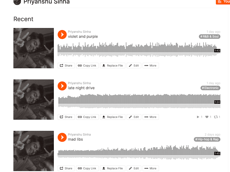 Cover image for My songs on SoundCloud