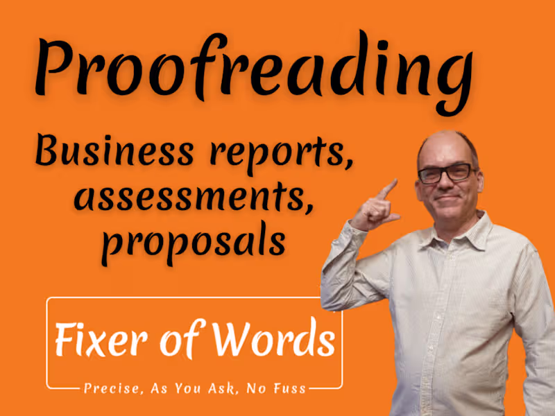 Cover image for Proofreader/Editor – Business Reports, Assessments, Proposals