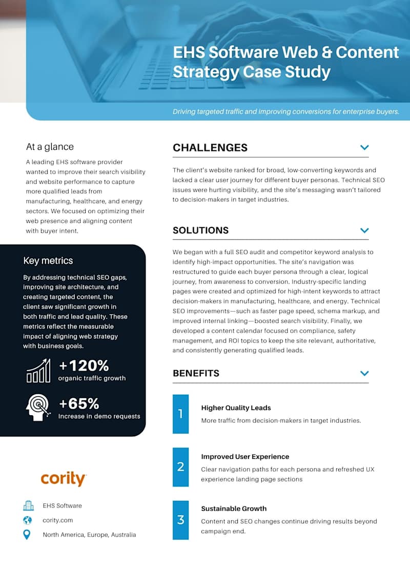Cover image for SEO & Web Content Strategy for EHS Software Company