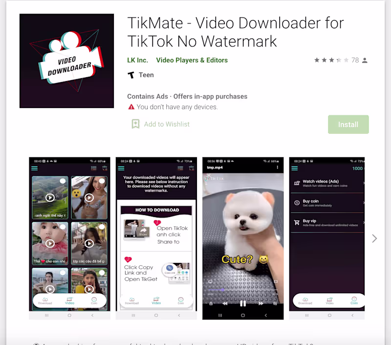 Cover image for TikMate | iOS | Android App download video tiktok no watermark