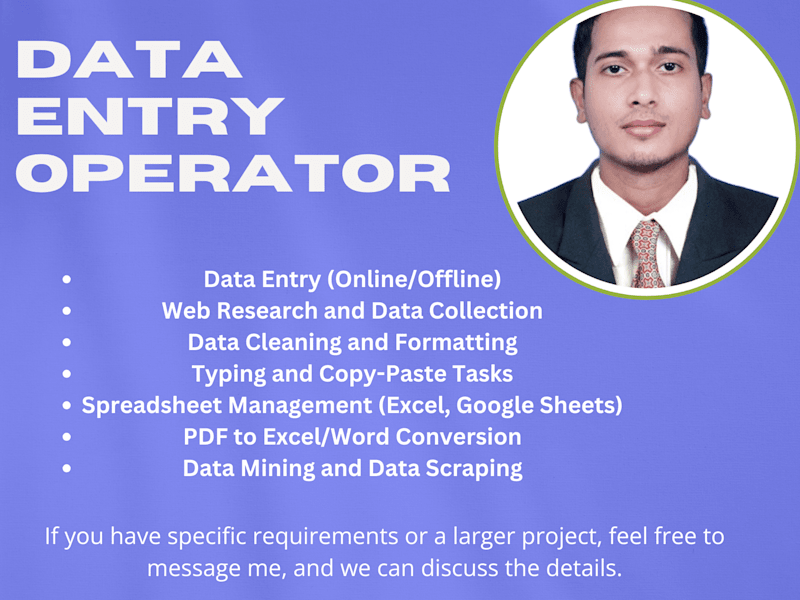 Cover image for Expert Data Entry Specialist for Accurate and Efficient Service