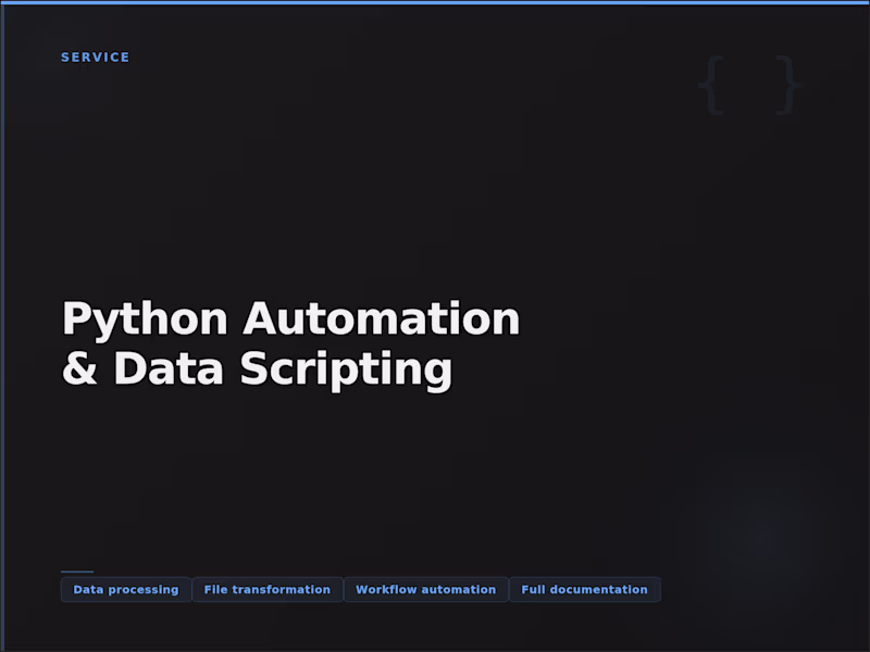 Cover image for Python Automation & Data Scripting $65/hr