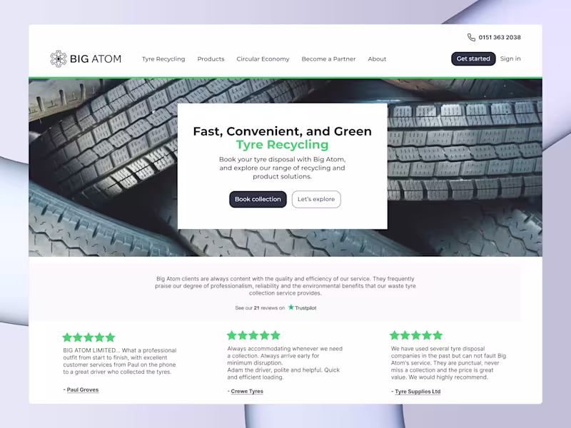 Cover image for Tyre Recycling | Website | User Platform