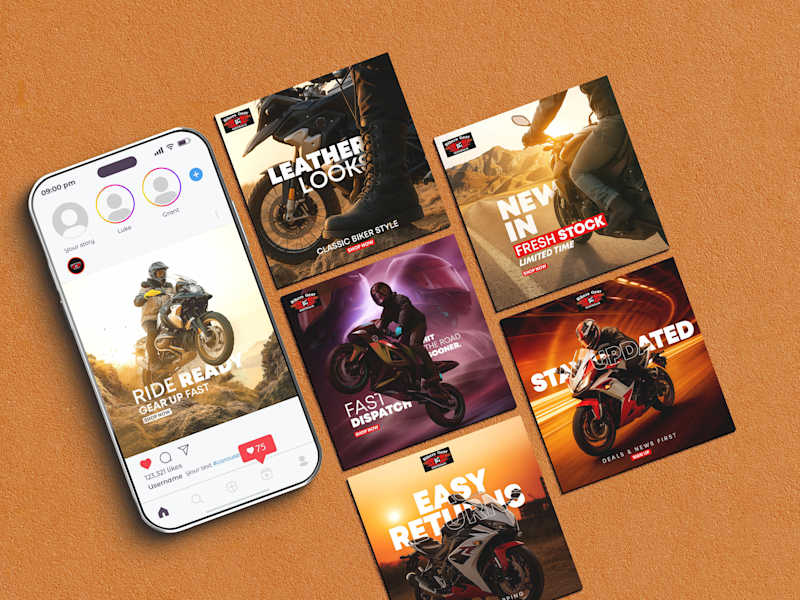 Cover image for Biker Gear Instagram Carousel – Fast, Fierce & Functional