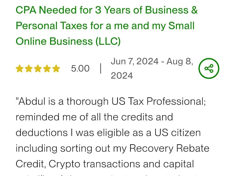 Cover image for CPA Needed for 3 Years of Business & Personal Taxes