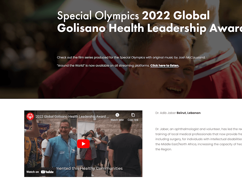 Cover image for Special Olympics 2022 Global Golisano Health Leadership Awards …