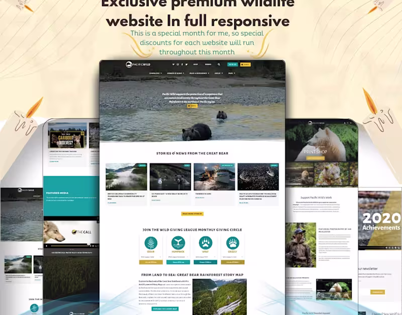 Cover image for Exclusive premium wildlife tourist website