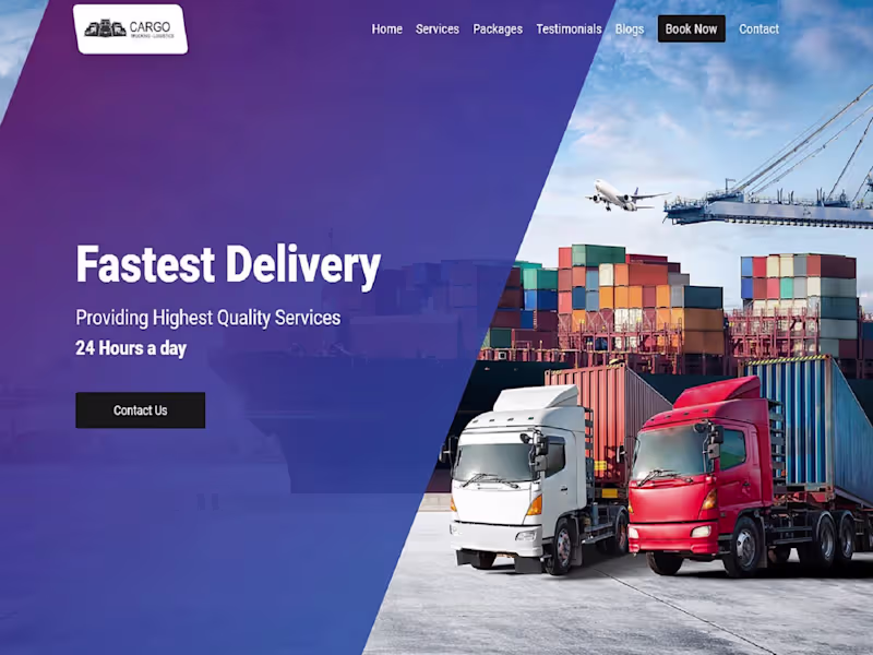 Cover image for Logistics, trucking, dispatch, freight, moving company website