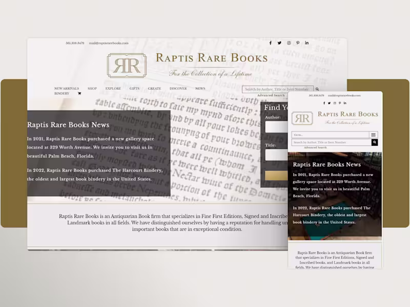 Cover image for Raptis Rare Books