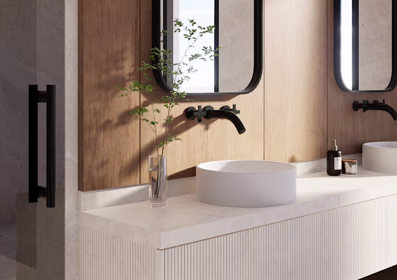 Cover image for Main Bathroom Design – Warm & Harmonious Warm peteribi wood ...