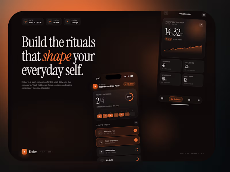 Cover image for Ember | Habit and Focus App Design