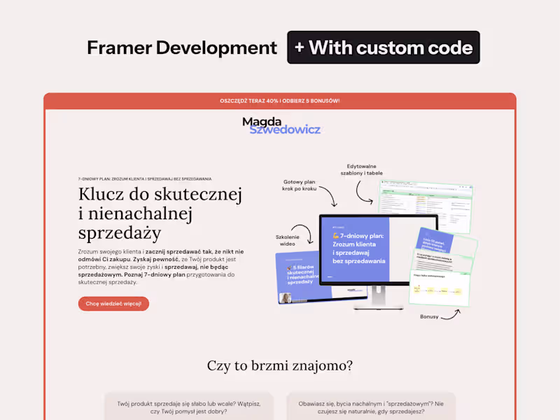 Cover image for Landing Sales Page for Digital Product + custom code