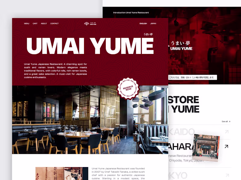 Cover image for Umai Yume Japanese Restaurant Landing Page Design