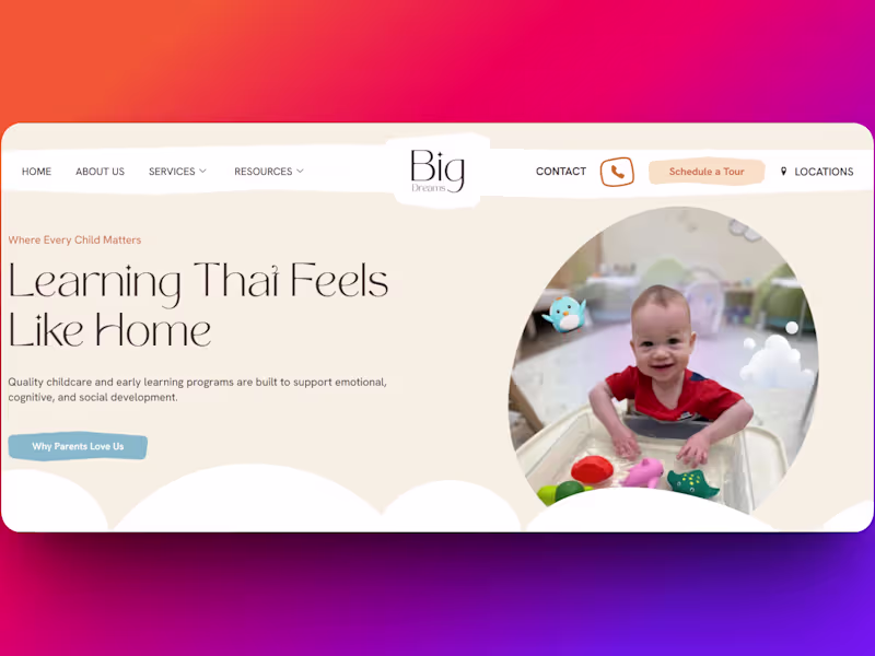 Cover image for Big Dreams Child Care Center Website Overhaul