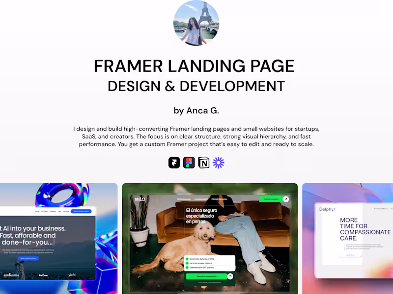 Cover image for Framer Landing Page Design + Development (Conversion-Ready)