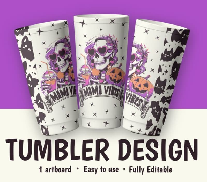 Cover image for Fancy Skeleton Halloween Party Tumbler Sublimination Design Des…