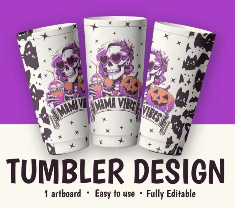 Cover image for Fancy Skeleton Halloween Party Tumbler Sublimination Design Des…