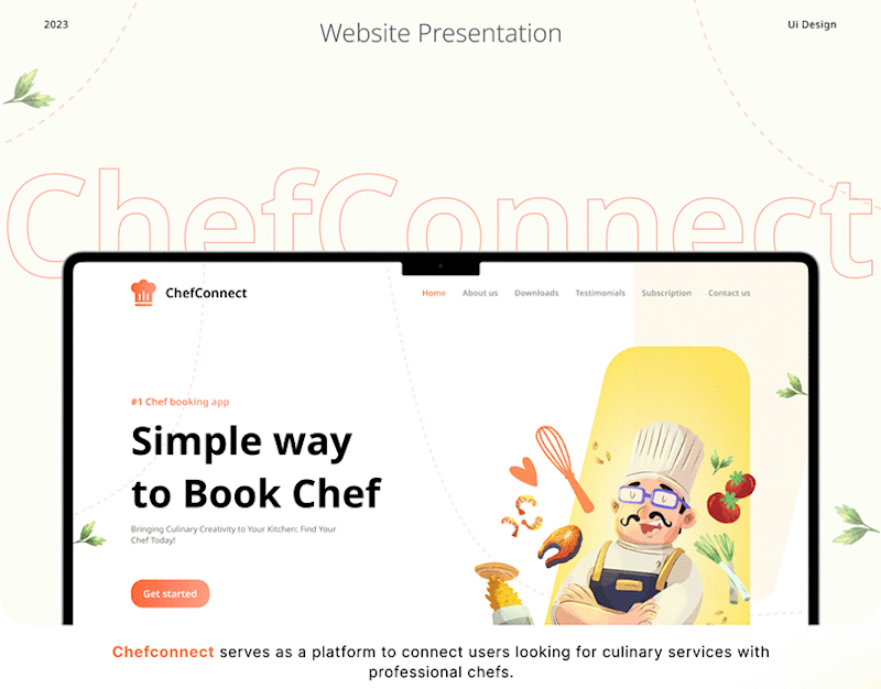 Cover image for Website Presentation - Chef booking service on Behance