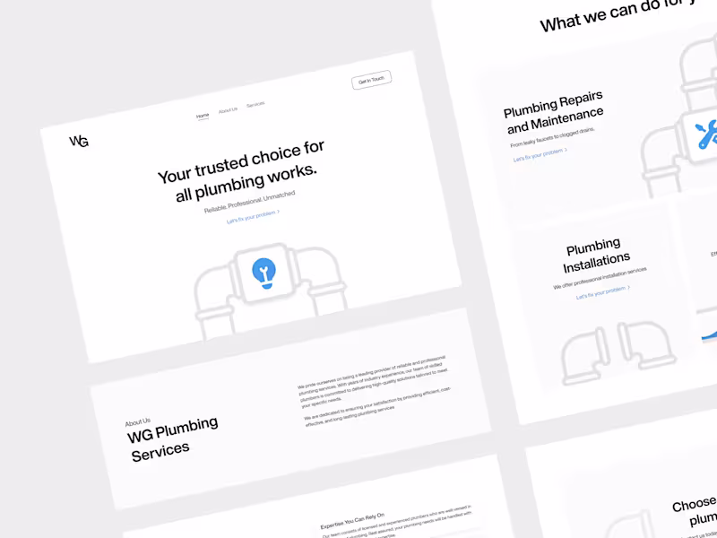 Cover image for WG - Plumbing Service Landing Page UI UX Design
