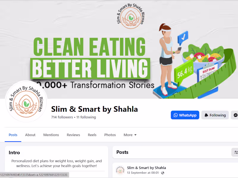 Cover image for Facebook Social Media Management for Slim & Smart by Shahla