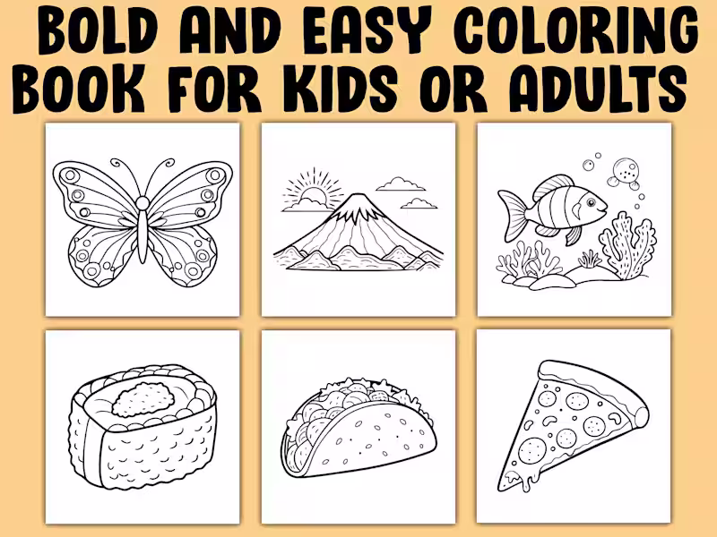 Cover image for I will create Bold and Easy Coloring Pages and Book Covers 