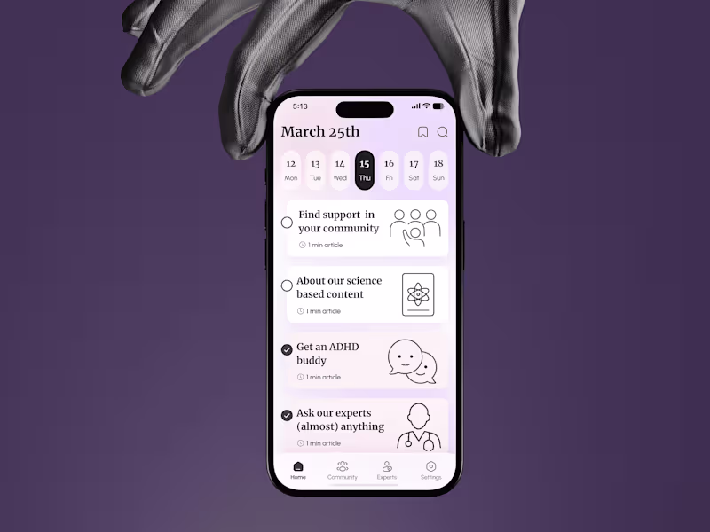 Cover image for ADHD & Wellness Mobile App UI/UX Design