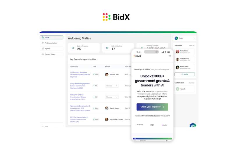Cover image for BidX – AI-Powered Grant & Tender Assistant