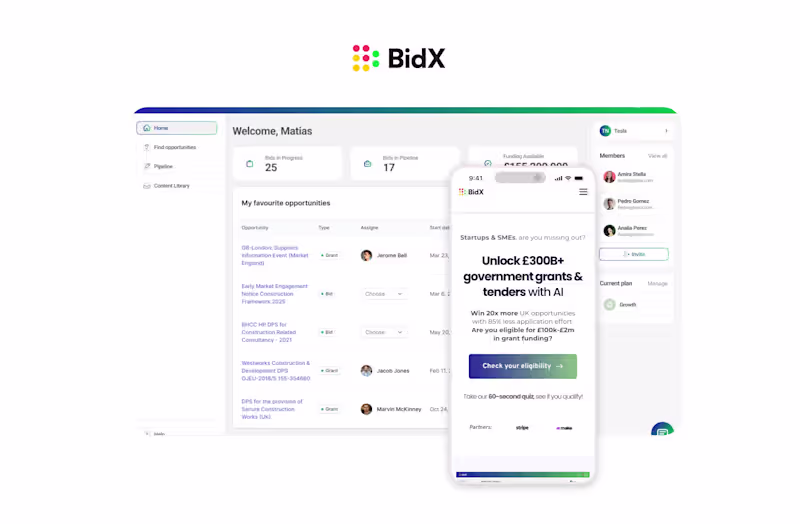 Cover image for BidX – AI-Powered Grant & Tender Assistant