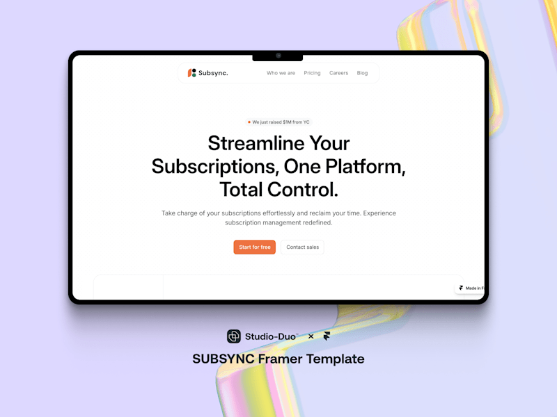Cover image for Subsync - Framer SaaS Website