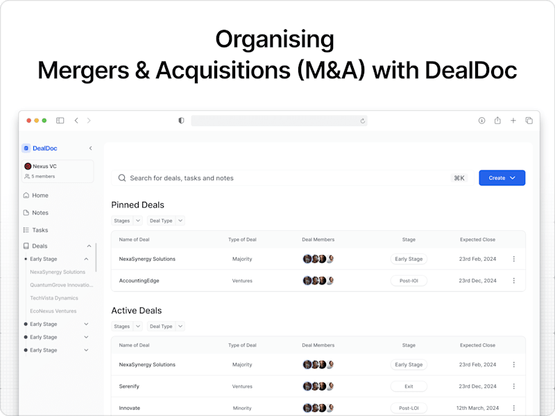 Cover image for Organising Mergers and Acquisitions (M&A) with DealDoc