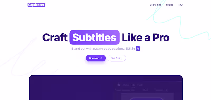 Cover image for Framer-Built Marketing Site for Premiere Pro Caption Plugin