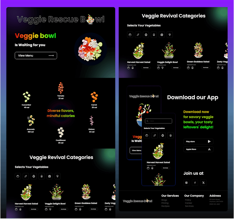 Cover image for Veggie Rescue Bowl Web Design