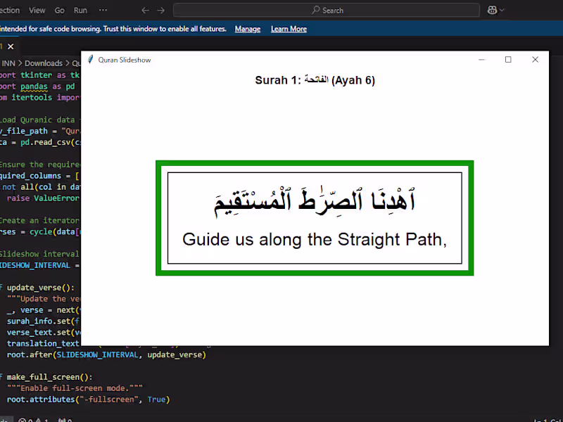 Cover image for Quranic Verse Slideshow with Translation

