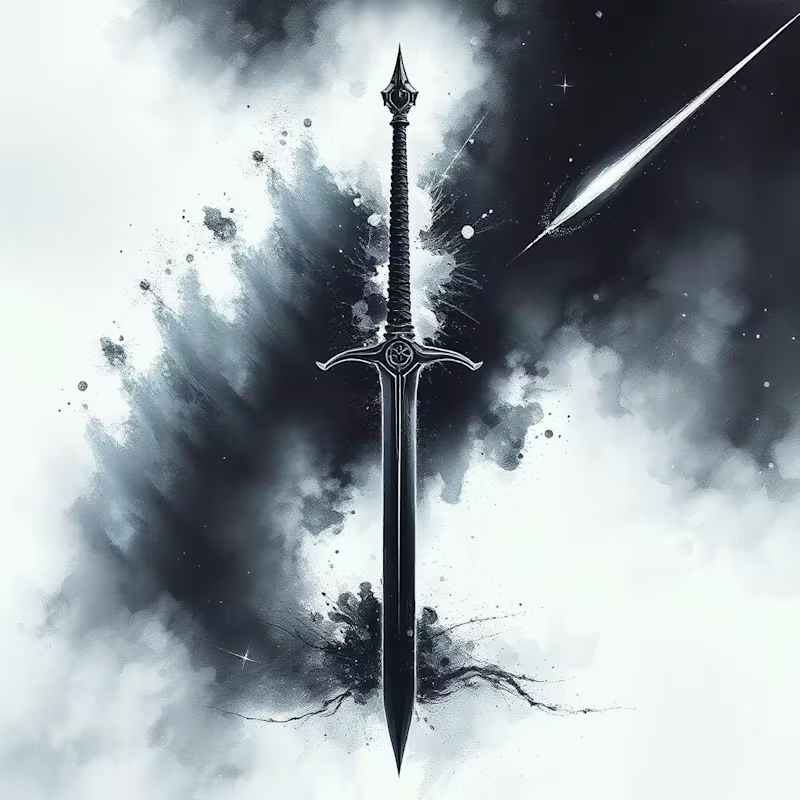Cover image for (Variation 2) Watercolored Dark Black Glitched Sword 