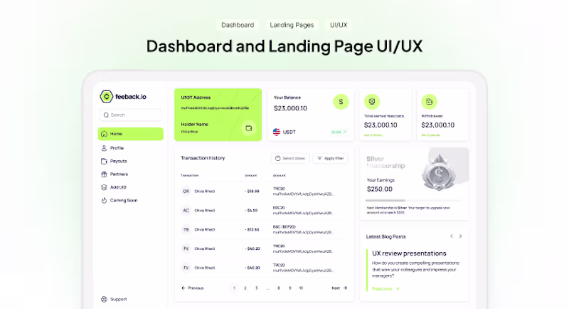 Cover image for Cryptofeeback - UI Design (Dashboard and Web)