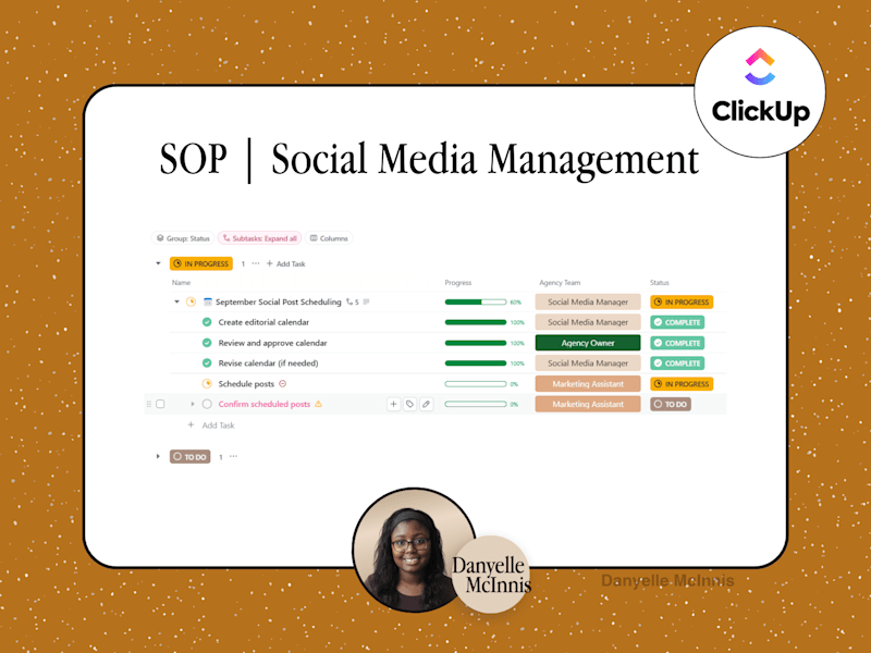 Cover image for Social Media Management SOP in ClickUp for Marketing Agency