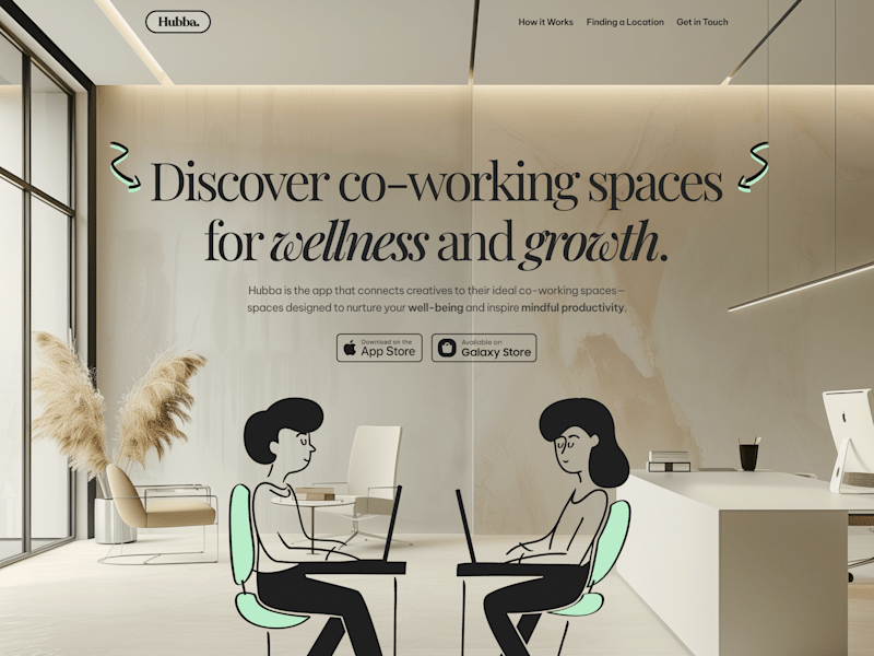 Cover image for Hubba - Landing Page for their amazing co-working App