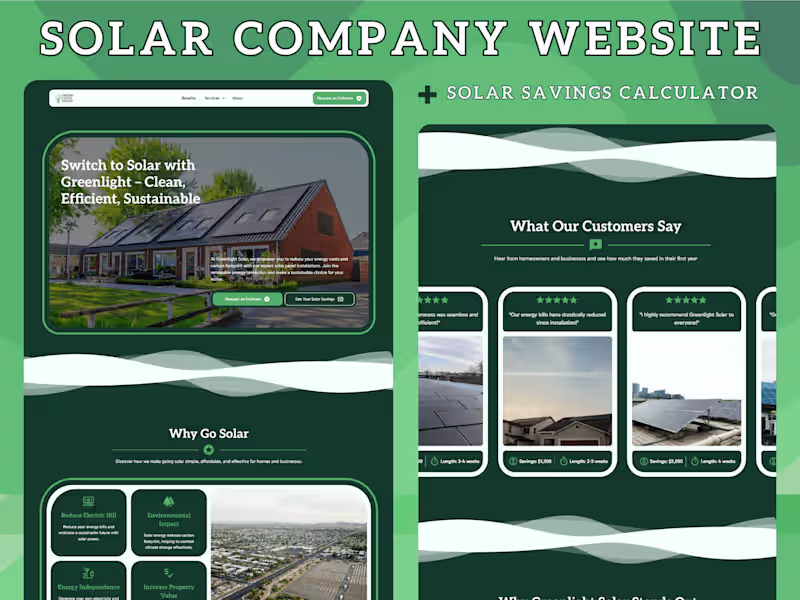 Cover image for Greenlight Solar 🌳 - Solar Company Website